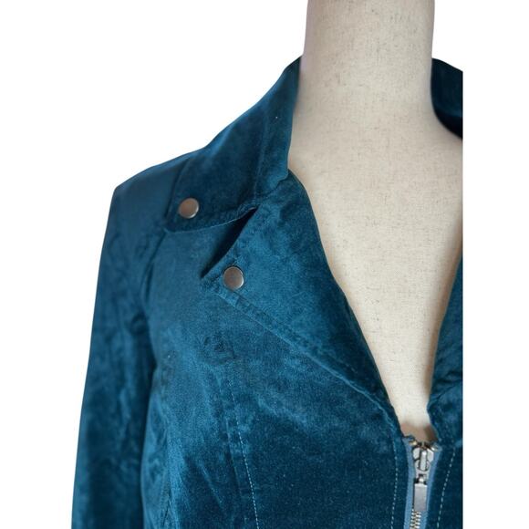 Chicos Women’s Velvet Moto Jacket Full Zip Size Large (2) Dark Boho Edgy - Picture 2 of 9